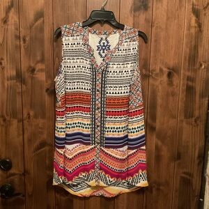 John Mark Multicolor Patterned Sleeveless Blouse